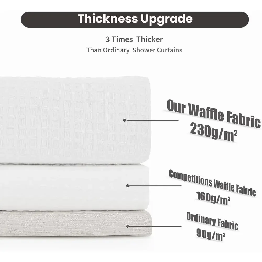 No Hook Waffle Weave Shower Curtain with Removable Snap in Fabric Liner Set